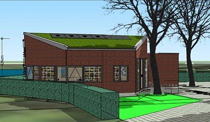 Impressie tekening van het paviljoen Westpunt